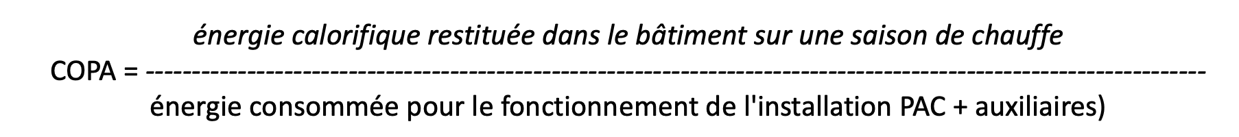 équation du COPA