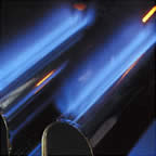 Photo d'un brûleur de chaudière atmosphérique.