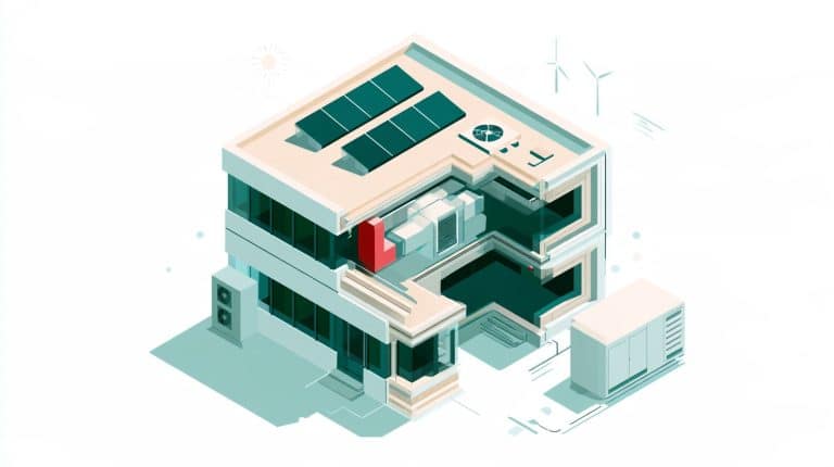 Illustration : bâtiment quasi zéro énergie, isolation, solaire et pompe à chaleur